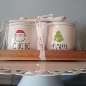 Rae Dunn Christmas Cream & Sugar Set with Spoons
